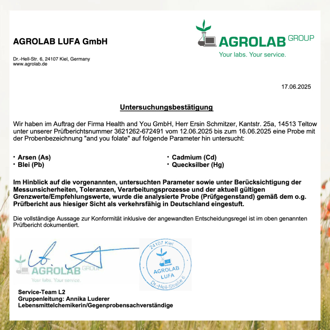 and you folate - 50 ml - aktive Folsäure (Vitamin B9) in flüssiger Form