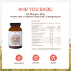 and you basic - 120 Kapseln - Vitamin B6, Zink, Mangan und Magnesium