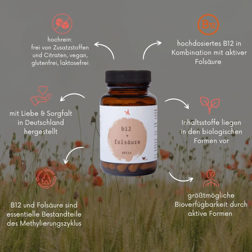 Vitamin B12 + Folsäure aktiv - 60 Kapseln