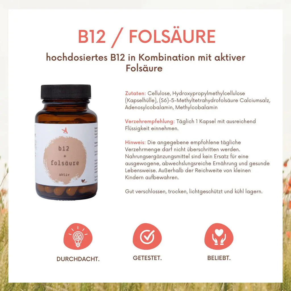 Vitamin B12 + Folsäure aktiv - 60 Kapseln