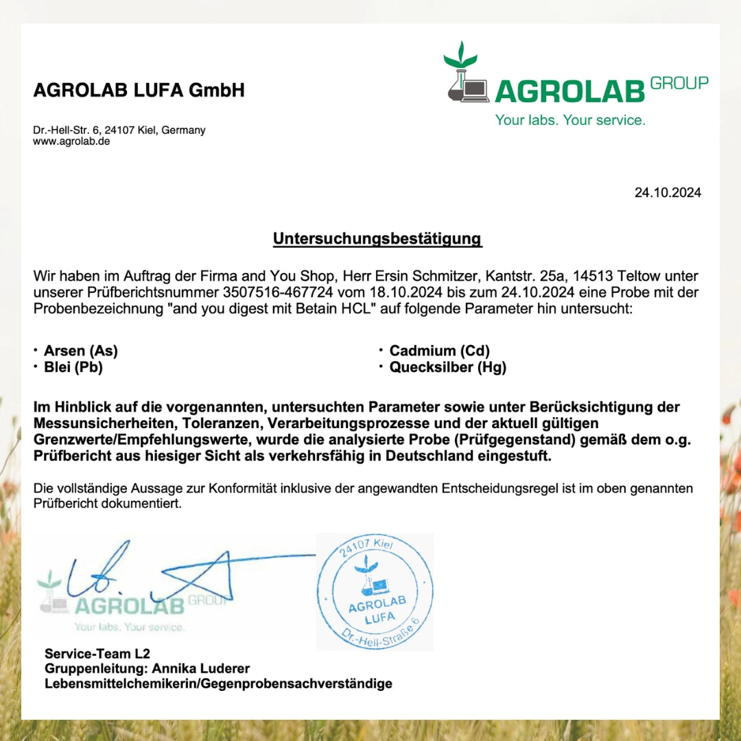 and you digest mit Betain HCL - Verdauungsenzyme - 60 Kapseln