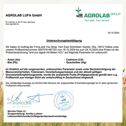 and you digest mit Betain HCL - Verdauungsenzyme - 60 Kapseln