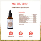 and you bitter - 8-Kräuter Bittermischung 100 ml Ohne Alkohol. Natürlich. Bitter. Kraftvoll.