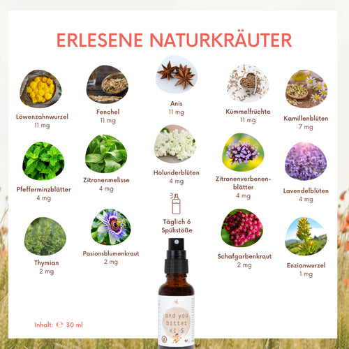 and you bitter kids - 14-Kräuter Bittermischung 30 ml Ohne Alkohl. Pumpspray