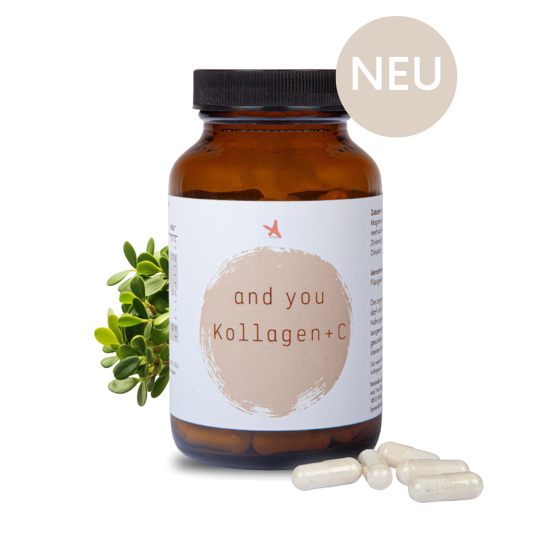 Kollagen Kapseln mit gepuffertem Vitamin C - 180 Kapseln - and you Kollagen+C