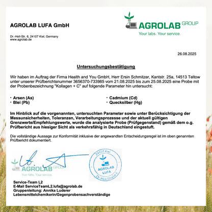 Kollagen Kapseln mit gepuffertem Vitamin C - 180 Kapseln - and you Kollagen+C