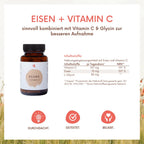 Eisen als Eisenbisglycinat und Vitamin C - 60 Kapseln