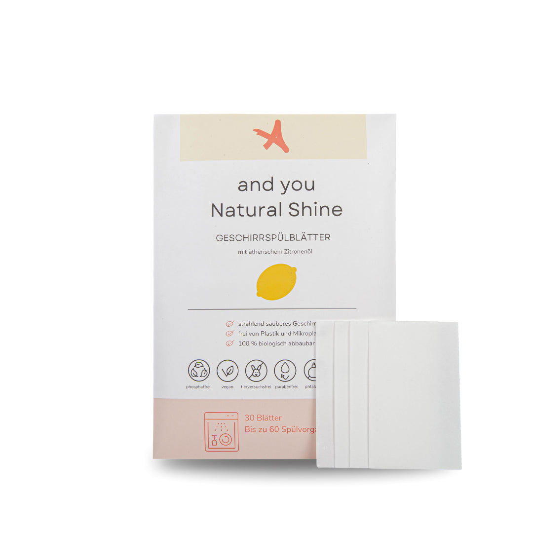 And You Natural Shine Geschirrspülblätter 60 Spülgänge | Umweltfreundlich & plastikfrei
