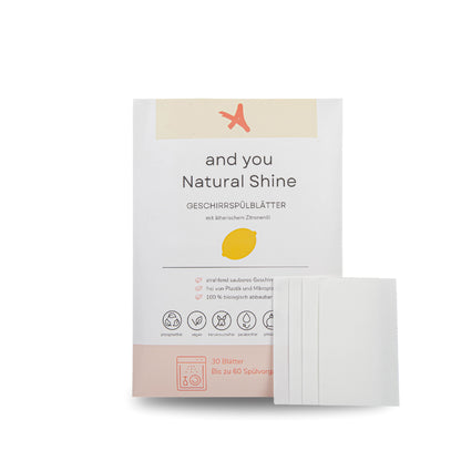 And You Natural Shine Geschirrspülblätter 60 Spülgänge | Umweltfreundlich & plastikfrei