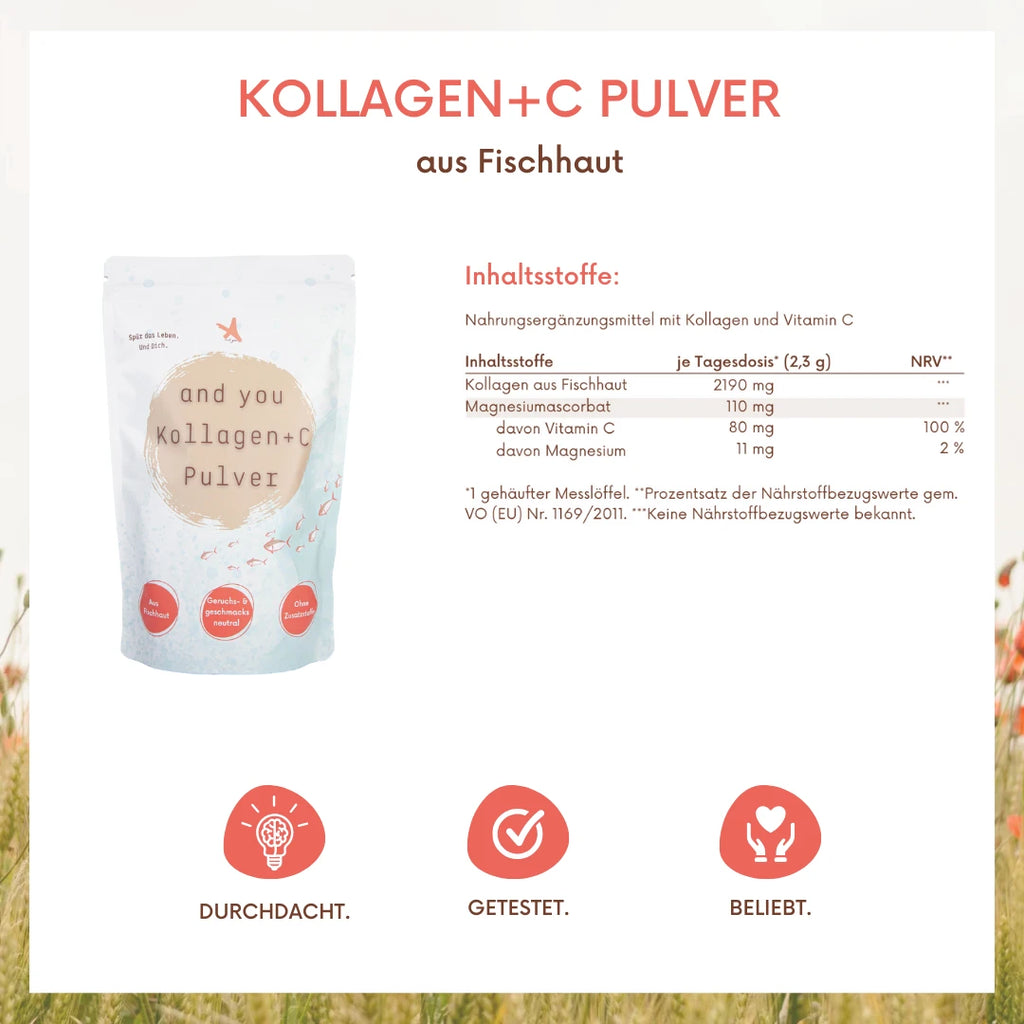 and you Kollagen+C Pulver 315 g - Marines Kollagen mit Vitamin C