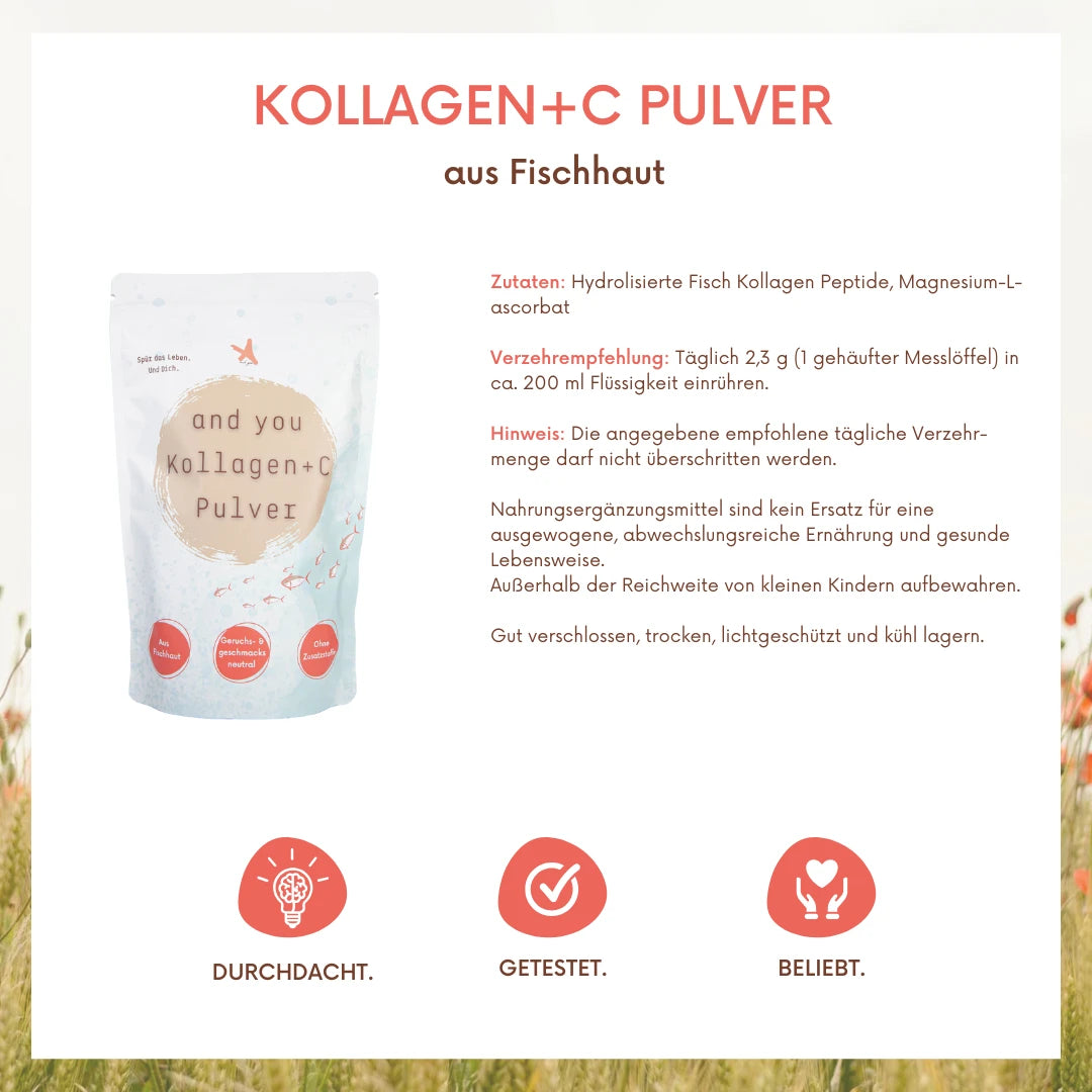 and you Kollagen+C Pulver 315 g - Marines Kollagen mit Vitamin C