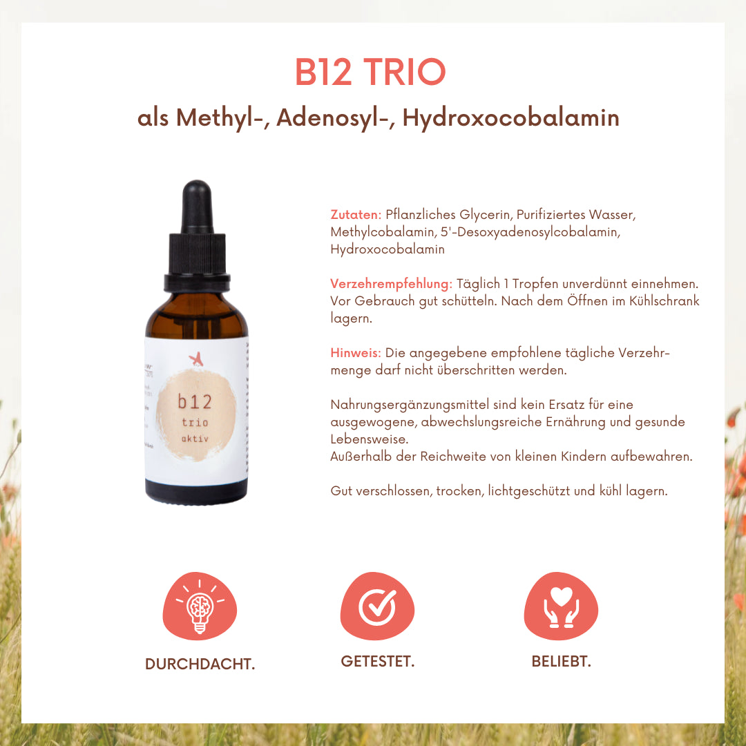 Vitamin B12 Tropfen – 3 bioaktive Formen - 50ml
