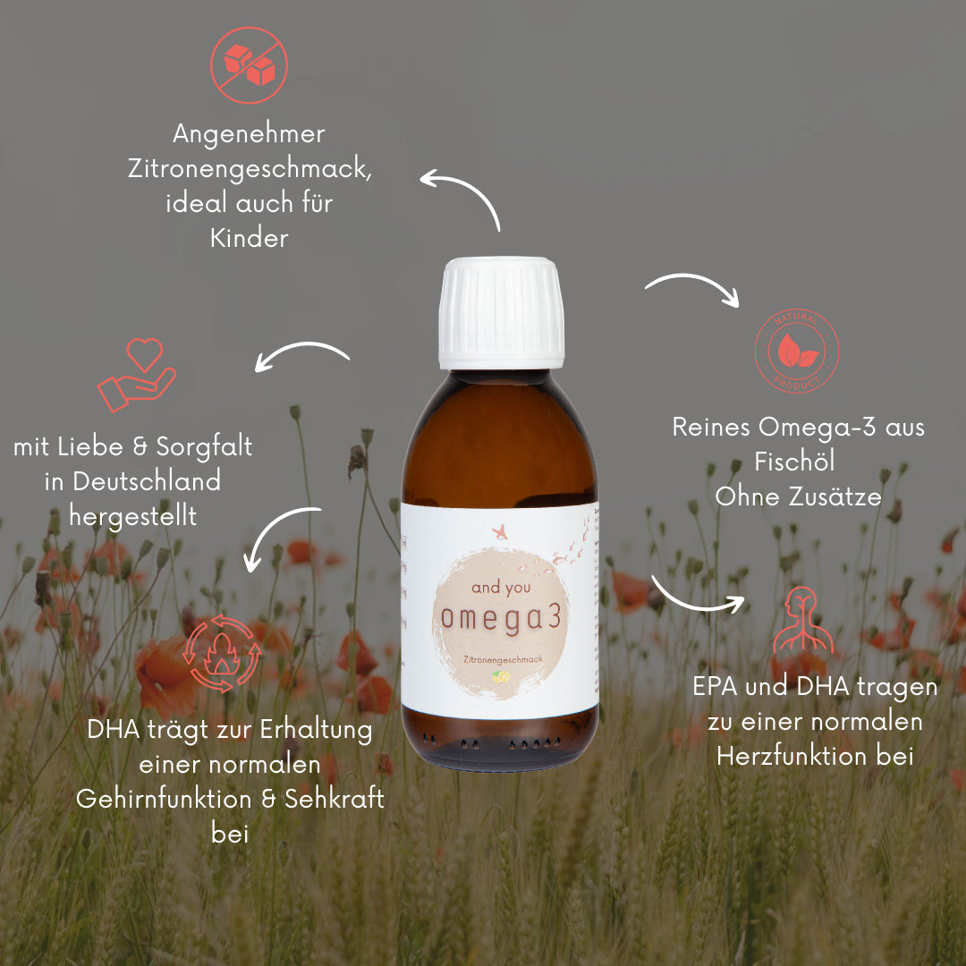 Omega 3 aus Fischöl - 150 ml - Zitronengeschmack