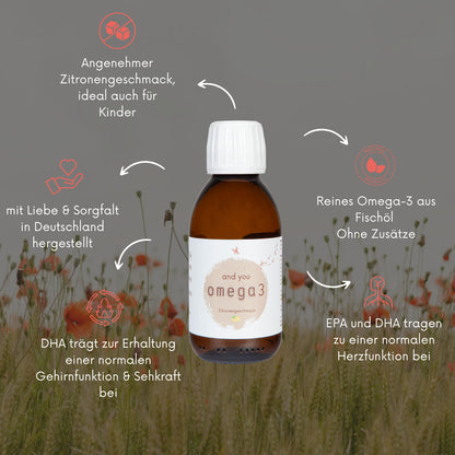 Omega 3 aus Fischöl - 150 ml - Zitronengeschmack