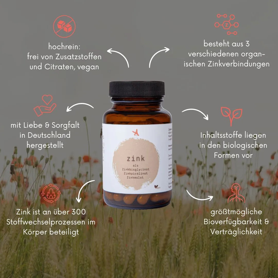 Zink (citratfrei) 10mg - 120 Kapseln - hohe Bioverfügbarkeit