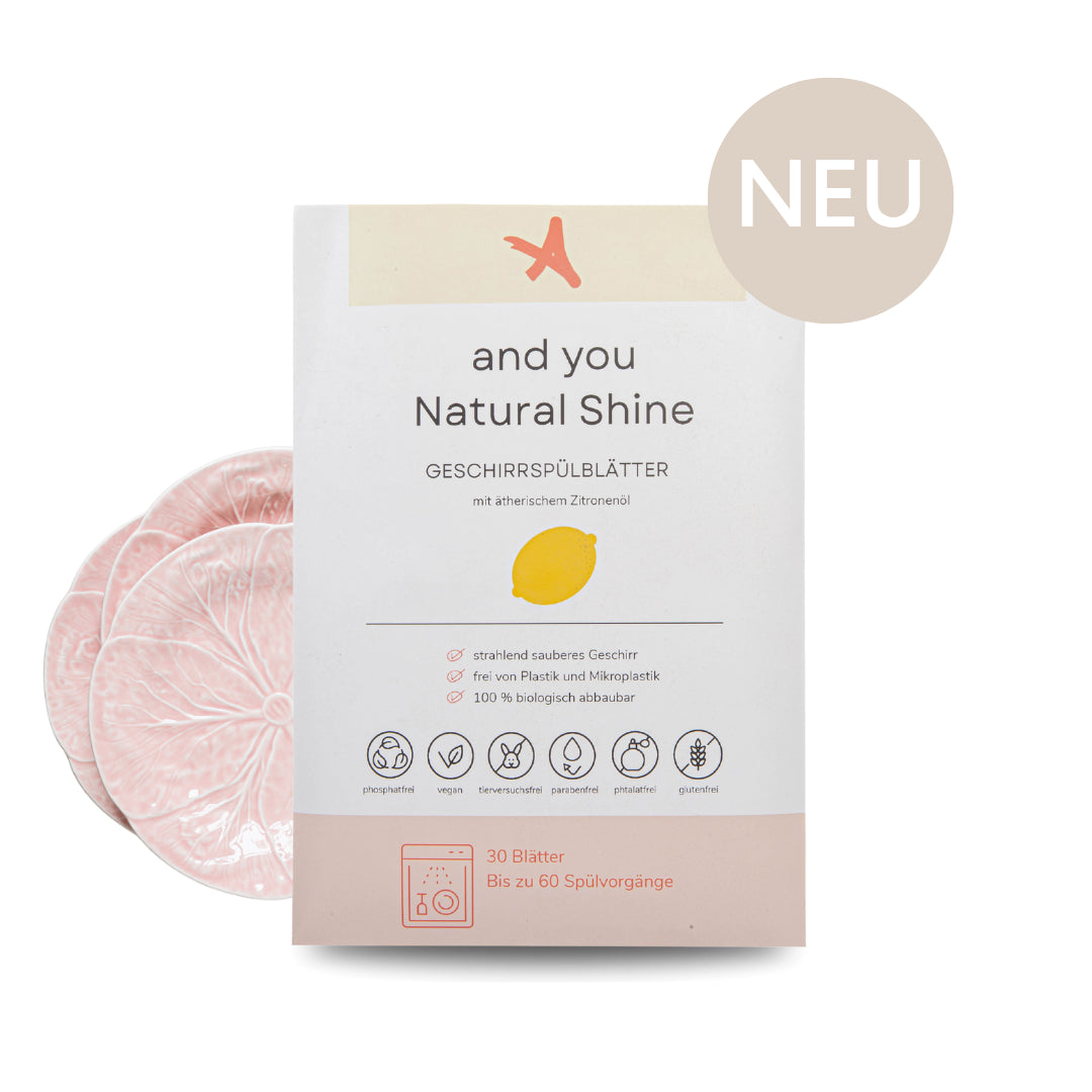And You Natural Shine Geschirrspülblätter 60 Spülgänge | Umweltfreundlich & plastikfrei