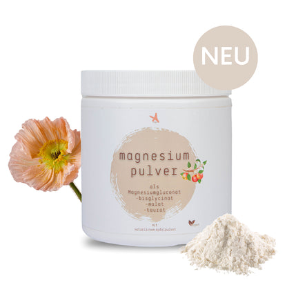 Magnesium Pulver - 360 g - als Magnesiumgluconat -bisglycinat, -malat  -taurat