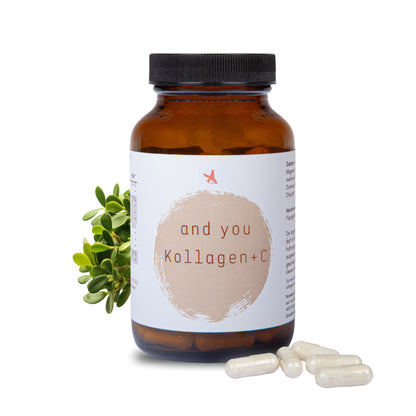 Kollagen Kapseln mit gepuffertem Vitamin C - 180 Kapseln - and you Kollagen+C