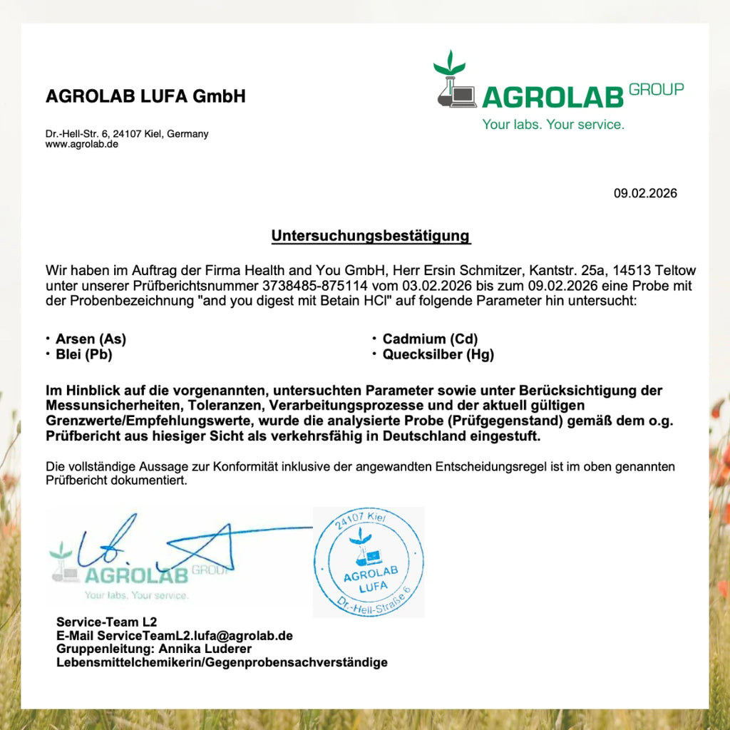 and you digest mit Betain HCL - Verdauungsenzyme - 60 Kapseln
