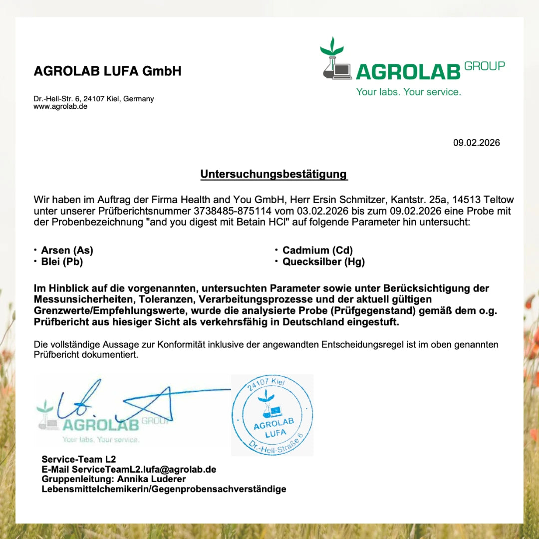 and you digest mit Betain HCL - Verdauungsenzyme - 60 Kapseln