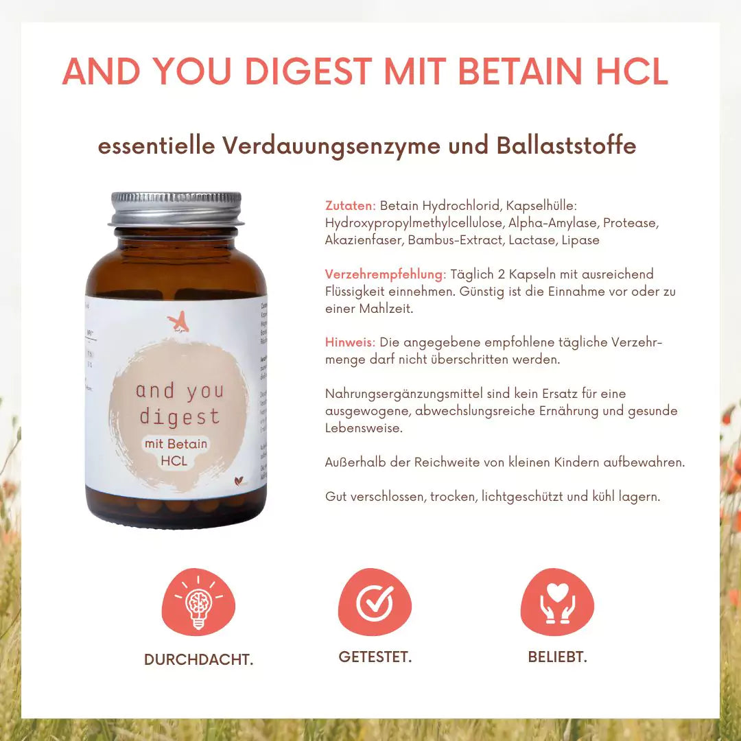 and you digest mit Betain HCL - 60 Kapseln