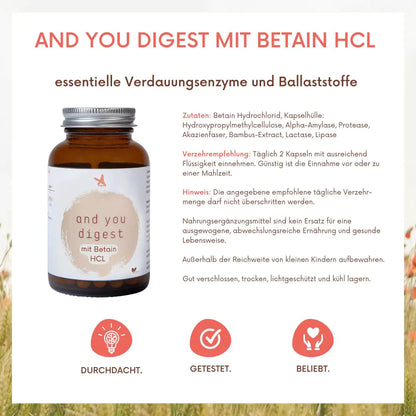 and you digest mit Betain HCL - 60 Kapseln