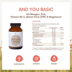and you basic - 120 Kapseln - Vitamin B6, Zink, Mangan und Magnesium