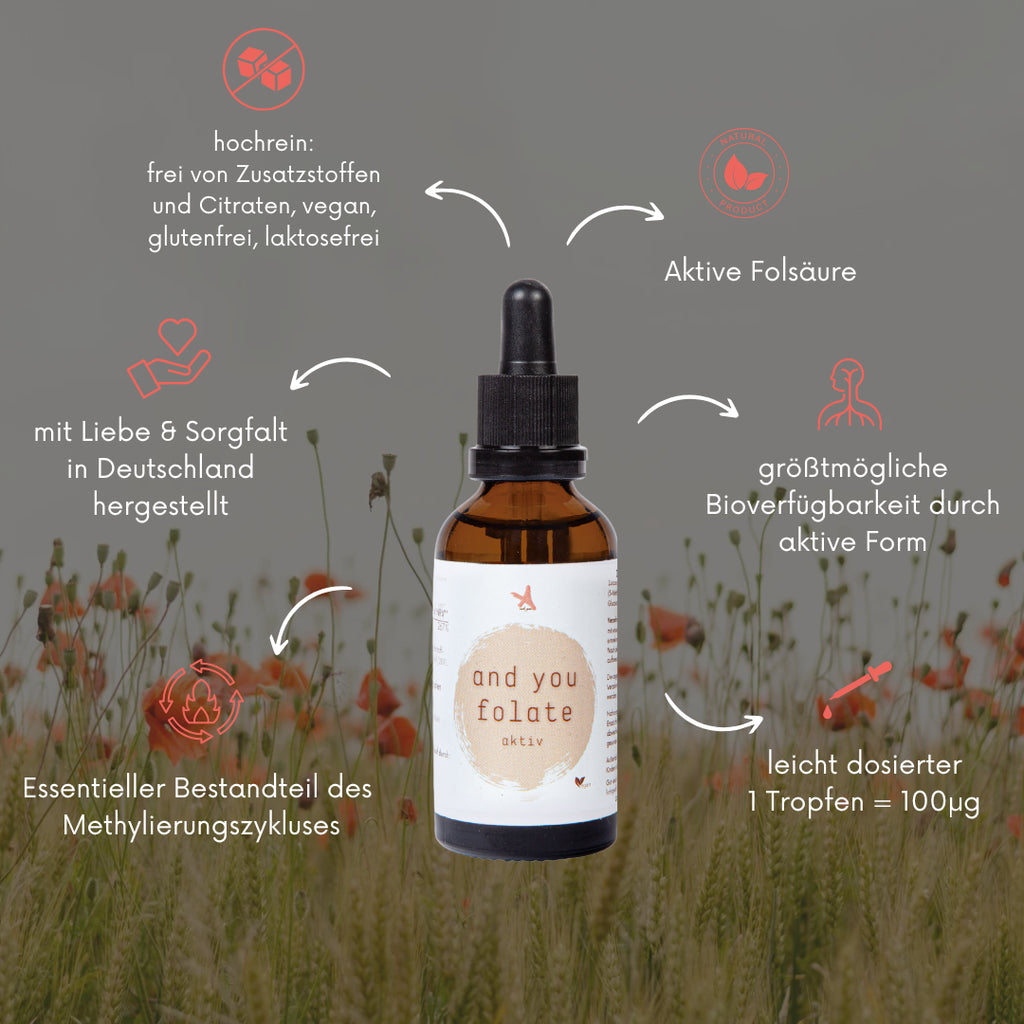and you folate - 50 ml - aktive Folsäure (Vitamin B9) in flüssiger Form